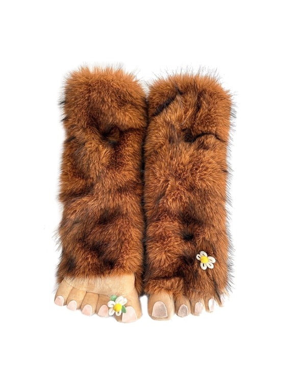 Women's Funny Animal Fuzzy House Slipper Socks with Grippers, Cute Plush Indoor Non-Slip Socks, Wolf Pack, Size 5-10