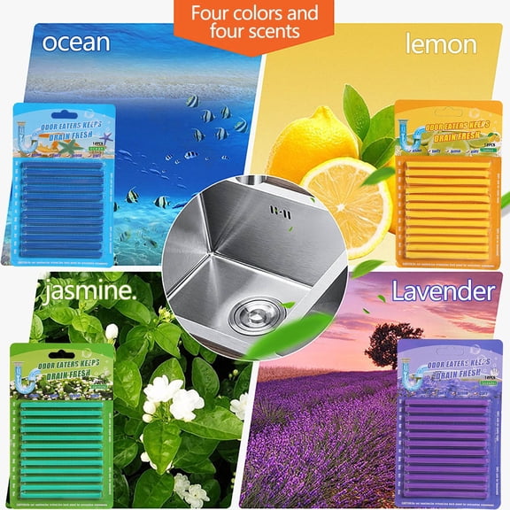 opcsmd Drain Sticks Bio-Flow Drain Cleaner Sticks Lemon Scent Odor Remover for Sink Pipe Cleaning