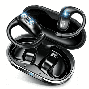 Open Ear Headphones, Open Earbuds with Comfortable Earhook, 58H Hifi Stereo Bone Conduction Earbuds with Mic, Noise Cancelling, Bluetooth 5.4 Earphones, IP7 Waterproof Wireless Earbuds for Running