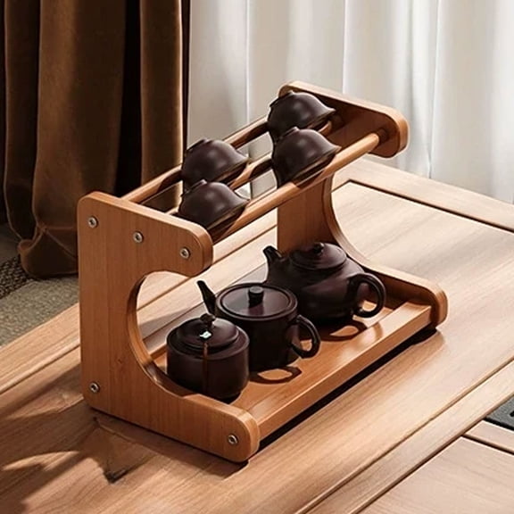 openpig 2 Tier Coffee Station Organizer, Mug Holder Countertop, Kitchen Counter Shelf for Tea Coffee Bar Accessories, Matcha Stand, Cup Display, Condiment Storage Rack, A