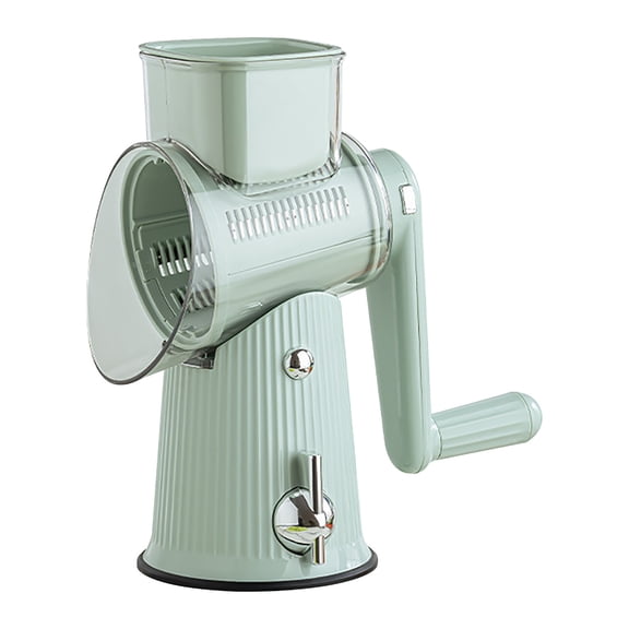 openpig 5 in 1 Gourmet Food Chopper - Rotary Hand Crank Cheese Grater, Rotary Cheese Grater with Handle, Hand Crank Cheese Shredder with Strong Suction Base (Green)