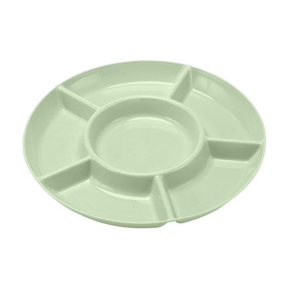 openpig 6 Sectional Round Plastic Serving Tray/Platters, Round Plastic Serving Tray, Relish Tray, Serving Bowls for Parties - Perfect for Chips and Dip, Veggies, Candy and Snacks