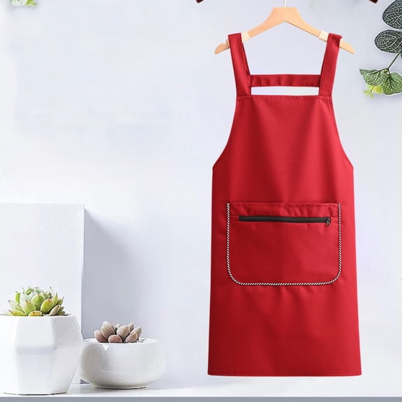 openpig Aprons for Women with Pockets, Chef Apron for Unisex,Waitress Apron for Kitchen Cooking Restaurant BBQ, Stylish, Lightweight, Red