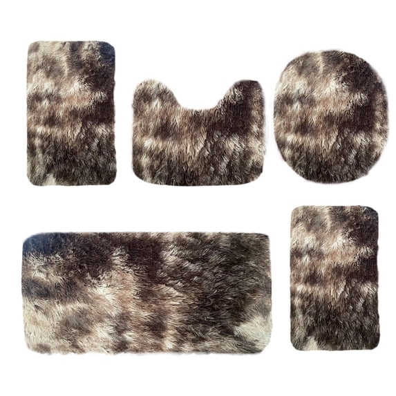 openpig Bathroom Rug Sets 5 Piece with Toilet Lid Cover and Rug Set Combo, Soft Shaggy Bath Rug Set, Bath Mats Shower Mats Bath Rug Mat for Tub Toilet Bathroom
