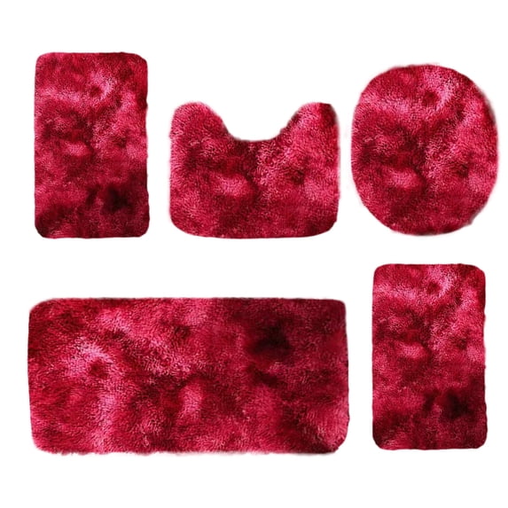 openpig Bathroom Rug Sets 5 Piece with Toilet Lid Cover and Rug Set Combo, Soft Shaggy Bath Rug Set, Bath Mats Shower Mats Bath Rug Mat for Tub Toilet Bathroom