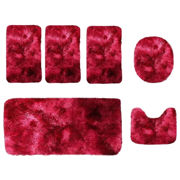 openpig Bathroom Rugs Sets 6 Piece with Toilet Lid Cover Non Slip Extra Absorbent Plush Soft Washable Bath Mats, Water Absorbent Soft Microfiber Shaggy Bathroom Mat, for Tub, Shower, Bath Room