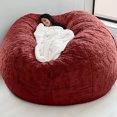 thumbnail image 1 of openpig Bean Bag Chair Cover, Big Round Soft Fluffy PV Velvet Sofa Bed Cover, Bean Bag Chairs for Kids Comfy Fluffy Bean Bag Chair Covers, Machine Washable Covers, 1 of 5