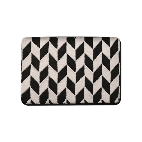 openpig Black and White Bathroom Rugs, Water Absorbent Quick Dry Bath Mats for Bathroom Non Slip, Small Washable Soft Bath Rug for Bathtub Shower Entryway Floor Door Mats Bedroom Entry