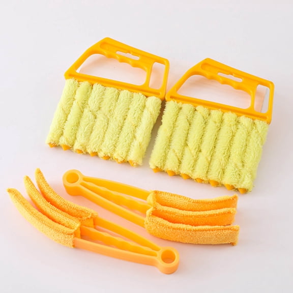 openpig Blind Cleaner Duster Tool, 7-Finger Dusting Cleaner Tool for Window & Air Vent, Washable Handheld Microfiber Duster Brush for Blinds Dust Dirt, Yellow