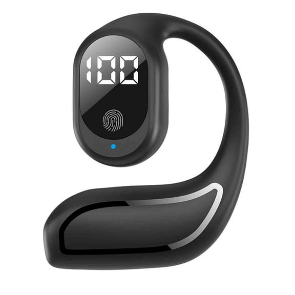 openpig Bluetooth Headset, Open Ear Headphones with Noise Cancelling, Air Conduction Headphones Bluetooth 5.3 Earbuds, Wireless Bluetooth Earpiece for Work, Mobile, Tablets, Laptops - Black