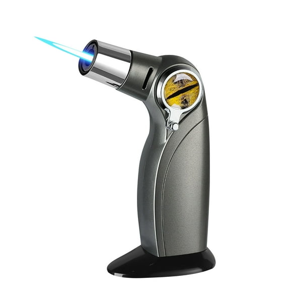 openpig Butane Torch, Kitchen Torch Cooking Torch with Safety Lock & Adjustable Flame for Cooking, BBQ, Baking, Brulee, Creme (Butane Not Included) Gray