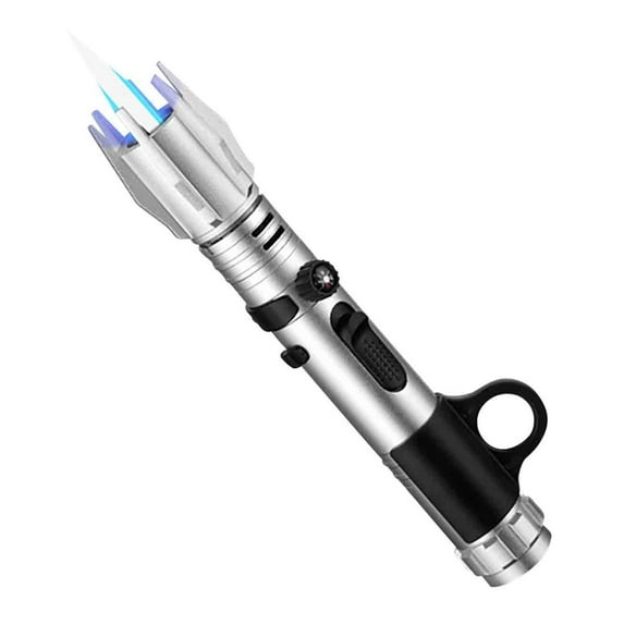 openpig Butane Torch Lighter, Cooking Torch Refillable Windproof Firelighter Bright Fire Lighter, Flame Adjustable Jet Flame for BBQ (Gas Not Included) Silver