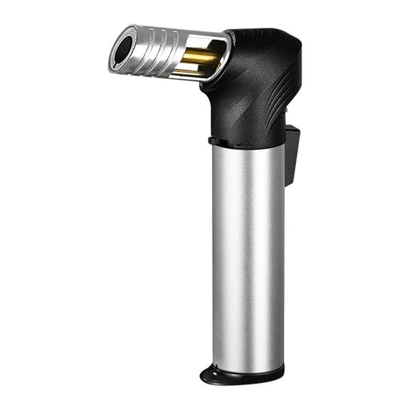 openpig Butane Torch Lighter, Kitchen Torch with Adjustable Flame & Safety Buckle, Refillable Torch for Baking, Resin Art, Butane Gas Not Included, Silver