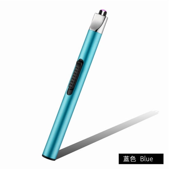 openpig Candle Lighter Electronic Arc Windproof Flameless USB Rechargeable Lighter with Safe Button for Home Kitchen, Blue