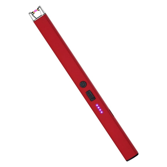 openpig Candle Lighter,Windproof Flameless Electric Lighter with LED Power Display & Safety Switch, Plasma USB Rechargeable Lighters for Birthday Camping BBQ (Red)