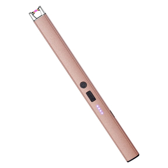openpig Candle Lighter,Windproof Flameless Electric Lighter with LED Power Display & Safety Switch, Plasma USB Rechargeable Lighters for Birthday Camping BBQ (Rose Gold)