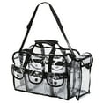 thumbnail image 1 of openpig Clear Cosmetics Bag, Transparent Travel Makeup Bag with 4 External Pockets and Shoulder Strap Zippered Toiletry Carry Pouch Beach Bag, Travel Cosmetic Bag Black, 1 of 9