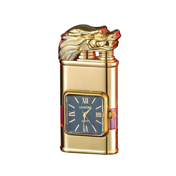 openpig Cool Lighters, Windproof Carving Dragon Antique Lighter, Reusable Vintage Watch Bezel Jet Flame Torch for Collection, Decorative, Gift, Present (Without Fuel) (gold)