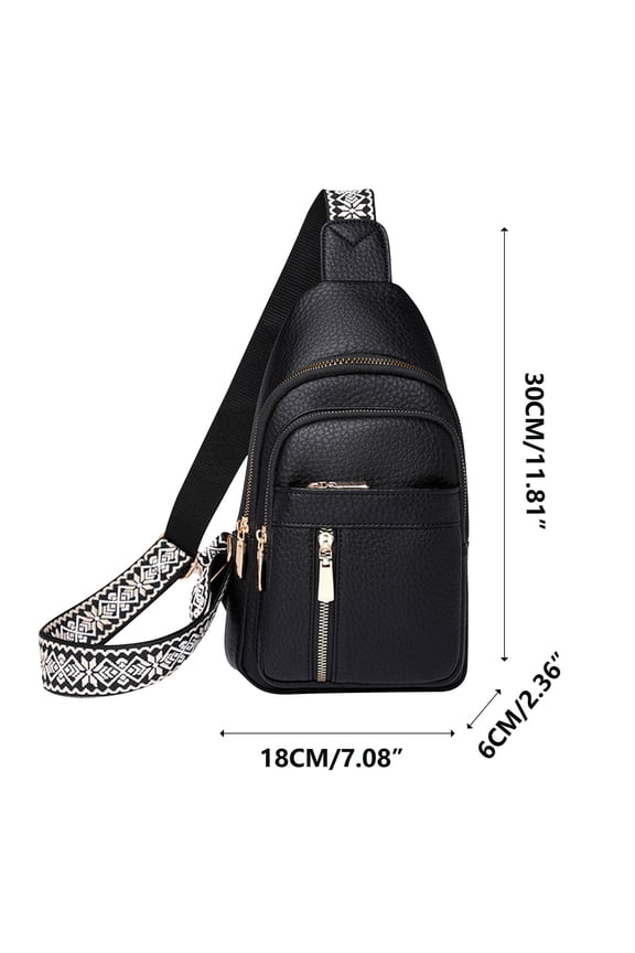Crossbody Sling Bags Travel Cross Body Purses Faux Leather Fanny Packs Chest Bag for Women, Black