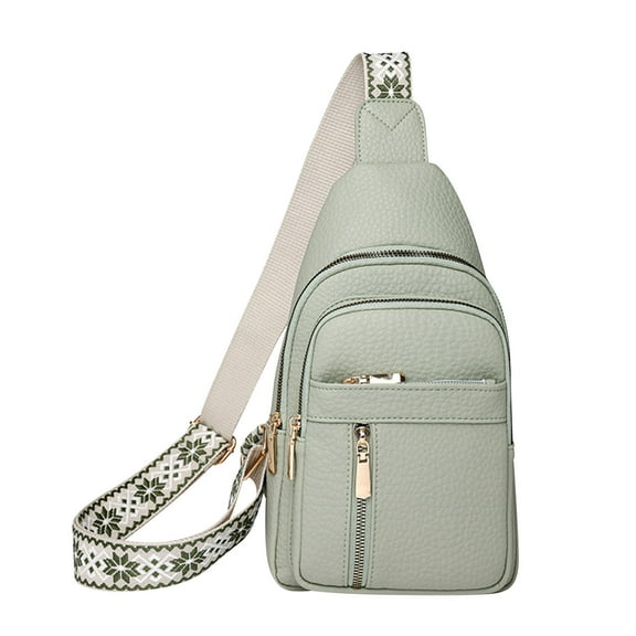 openpig Crossbody Sling Bags Travel Cross Body Purses Faux Leather Fanny Packs Chest Bag for Women, Green