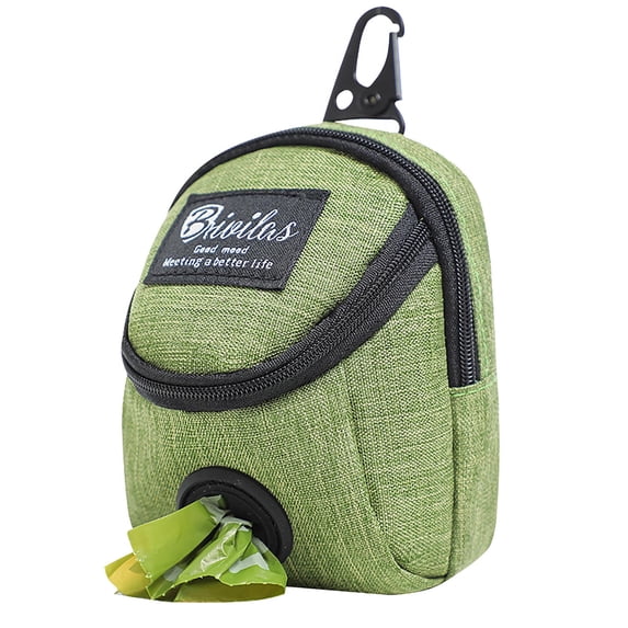openpig Dog Waste Bag Dispenser Pet Poop Bags Holder for Doggie Waste Bags Dispensers Soft Fabric Zipper Small Doggy Puppy Pouch for Puppy Walking, Green