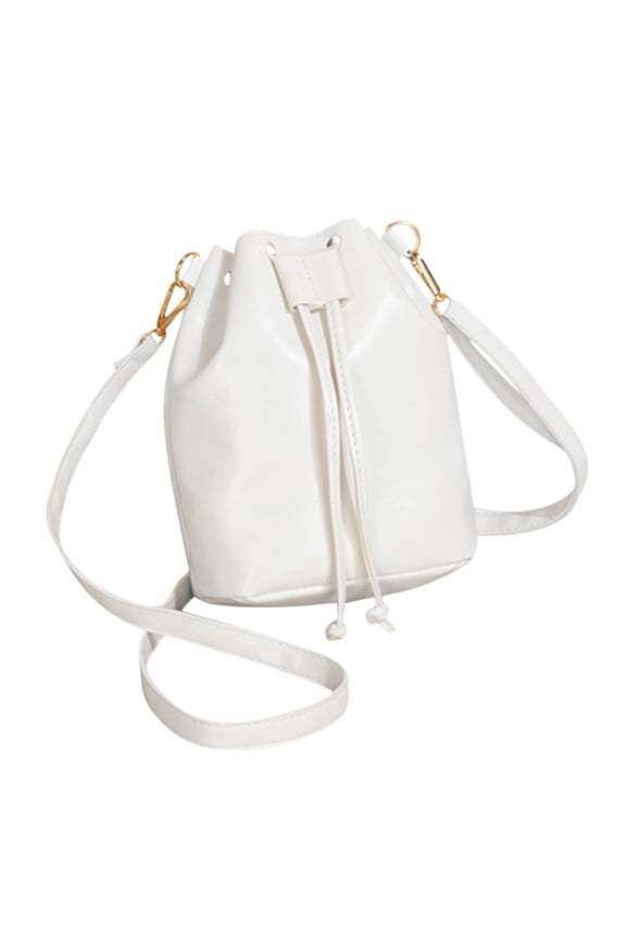 Drawstring Crossbody Bag Large Capacity Organizer Bag, Women's Shoulder Bag, PU Leather Crossbody Bag Drawstring Handbag Purse White
