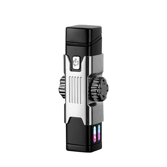 openpig Electric Keychain Lighter With Rocker Decompression, Type C USB Rechargeable, Flameless Windproof Plasma Arc (Silver)