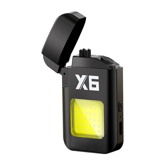 openpig Electric Lighter, Electric Windproof Lighter with Flashlight, Wind & Waterproof Lighters for Candle, Camping, Grill, Emergency, Fast Charging Black