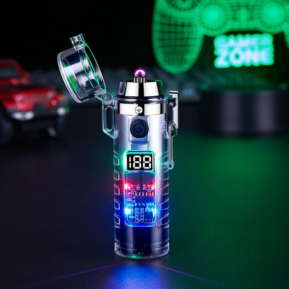 openpig Electric Lighter Type-c Rechargeable Plasma Lighter Windproof Flameless Arc Lighters, Waterproof Matches for Camping Hiking Hunting (H)