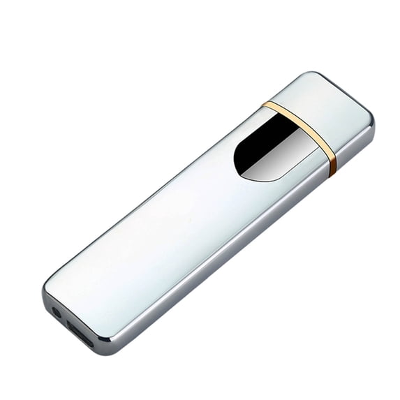 openpig Electronic USB Rechargeable Lighter - Smart Mini Touch Ignition Windproof Flameless Plasma Lighter for Men Father Gifts (Silver)