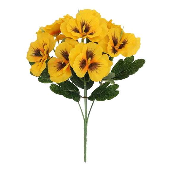 openpig Fake Flowers, Artificial Flowers, Pansy Flowers Artificial Silk Flowers, Realistic Fake Flowers for Decoration Spring Faux Flowers for Vase Home Indoor Wedding Flower (Yellow)