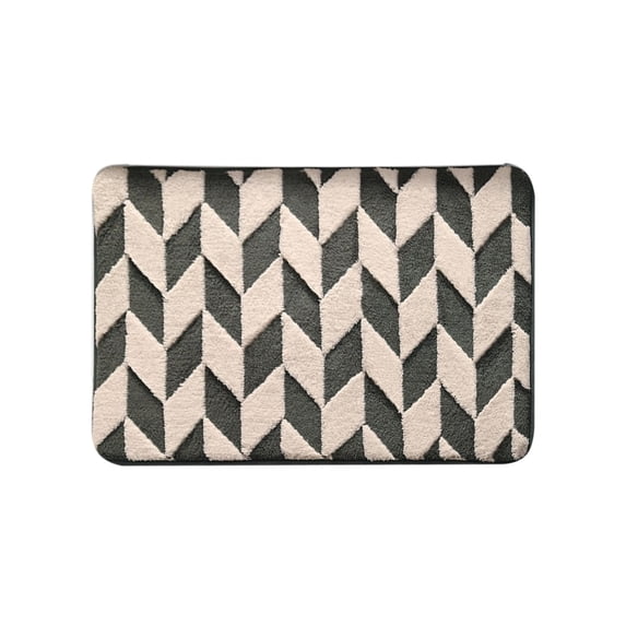 openpig Gray and White Bathroom Rugs, Water Absorbent Quick Dry Bath Mats for Bathroom Non Slip, Small Washable Soft Bath Rug for Bathtub Shower Entryway Floor Door Mats Bedroom Entry