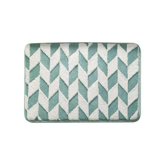 openpig Green and White Bathroom Rugs, Water Absorbent Quick Dry Bath Mats for Bathroom Non Slip, Small Washable Soft Bath Rug for Bathtub Shower Entryway Floor Door Mats Bedroom Entry