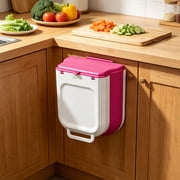 openpig Hanging Trash Can for Kitchen Cabinet Door, Small Collapsible Garbage Bin Under Sink,Wall Mounted Waste Bin- Container Cabinet/Bedroom/Bathroom Pink