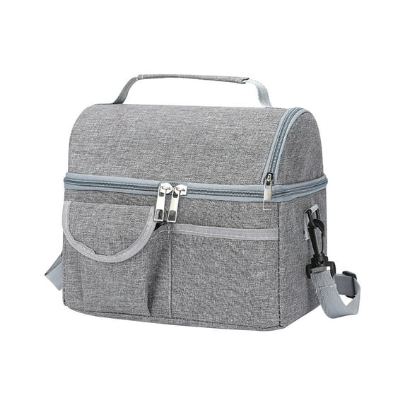 openpig Insulated Reusable Lunch Bag Adult Lunch Box for Women and Men with Adjustable Shoulder Strap, Insulated Lunch Bag for Work, Travel, Fitness, Picnic (Gray)
