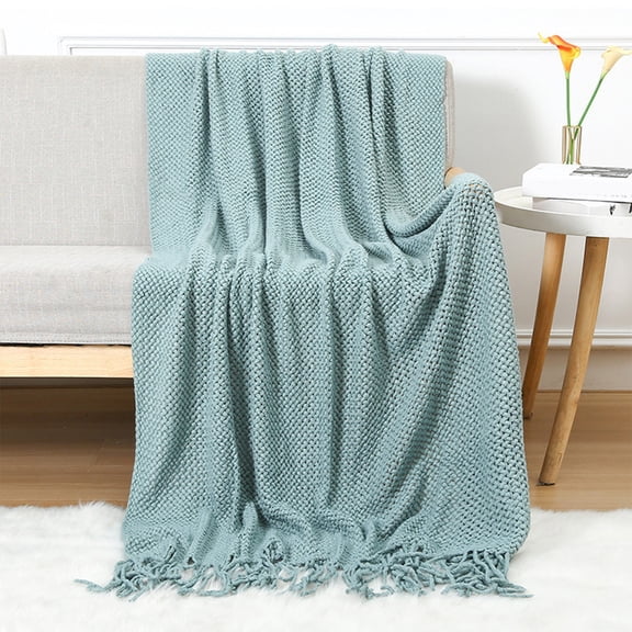 openpig Knitted Throw Blanket for Couch, Bed and Sofa, Super Soft Blanket with Tassels, Lightweight Warm Throw Blanket, 50x72 Inches Lightweight & Cosy Home Decor, B