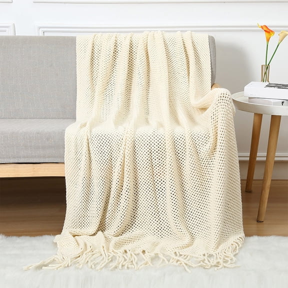 openpig Knitted Throw Blanket for Couch, Bed and Sofa, Super Soft Blanket with Tassels, Lightweight Warm Throw Blanket, 50x72 Inches Lightweight & Cosy Home Decor, C