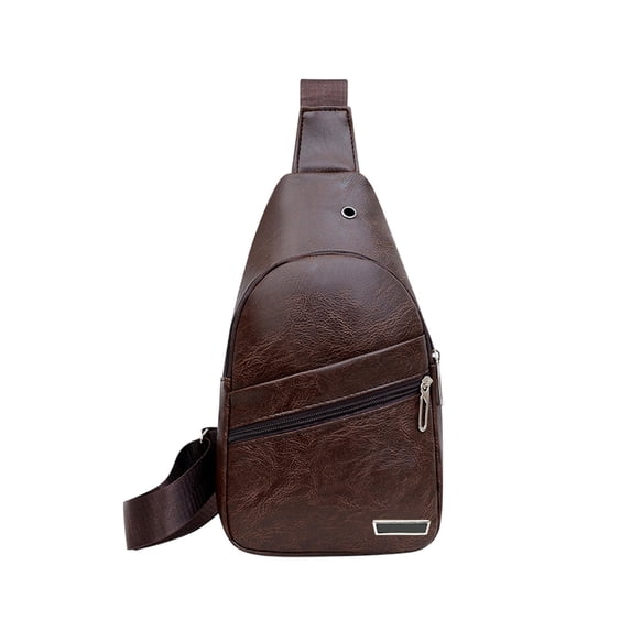 openpig Leather Sling Bag Crossbody Backpack for Men Women Travel Outdoor Sports Hiking Camping Shoulder Chest Day Pack Daypack (Coffee)