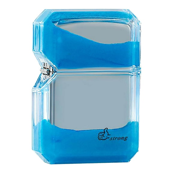 openpig Luminous Quicksand Lighter Butane Lighter Quicksand Luminous Lighter Windproof flip Lighter Box, Suitable for Birthday for Boyfriend (Blue)