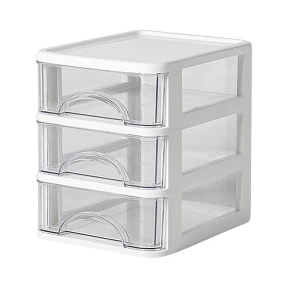 openpig Makeup Organizer With 3 Drawers, Desktop Office Supplies, Desk Organizers, Clear Desk Accessories, Dustproof Drawer Storage for Make Up, Jewelry, Pen, Stationary