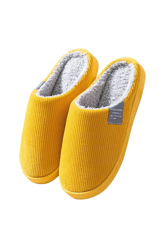 Memory Foam Slippers for Women's and Men's Casual House Shoes, Slip on House Slippers with Indoor Outdoor Anti-Skid Rubber Sole (40, Yellow)
