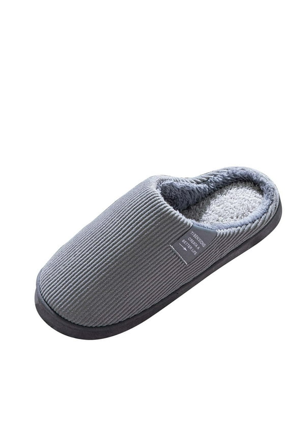 Memory Foam Slippers for Women's and Men's Casual House Shoes, Slip on House Slippers with Indoor Outdoor Anti-Skid Rubber Sole (42, Gray)