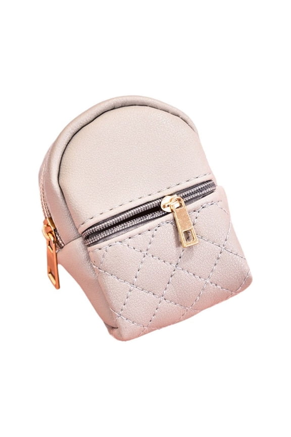 Mini Backpack, Cute Cosmetic Bag for Women, PU Leather Makeup Bag Key Pocket Lipstick Bag Card Holder Data Cable Organizer Zipper Pouch (Gray)