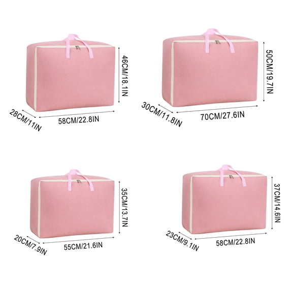 openpig Moving Bags with Zipper & Handles, Clothes Blanket Storage Bins, Clothes Storage, Dorm Moving Supplies, Durable Totes Bins for College Supplies (Pink)