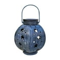 thumbnail image 1 of openpig Outdoor Solar Hanging Lantern Lights Metal LED Decorative Lamp for Garden Patio Courtyard Lawn and Table with Hollowed-Out Design, Blue, 1 of 6