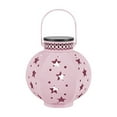 thumbnail image 1 of openpig Outdoor Solar Hanging Lantern Lights Metal LED Decorative Lamp for Garden Patio Courtyard Lawn and Table with Hollowed-Out Design, Pink, 1 of 6