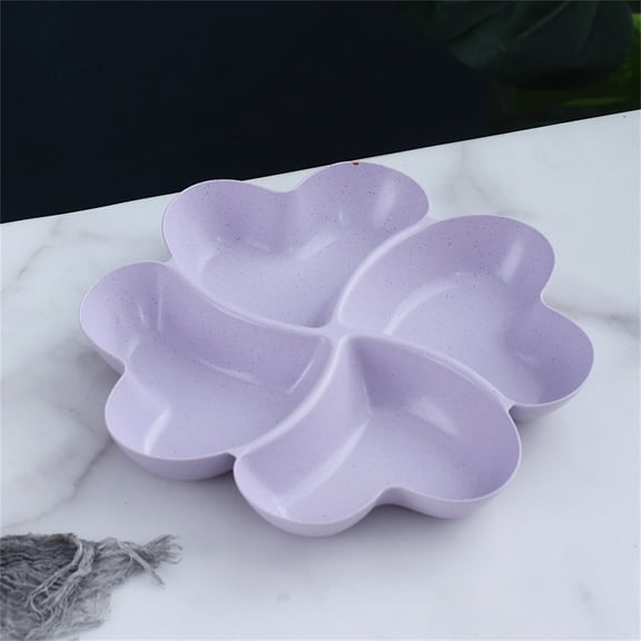 openpig Plastic Serving Tray/Platters, Divided Serving Tray, Appetizer Sectioned Platter, Dessert Serving Dish, Reusable Plastic Snack Plates, Round Relish Tray (Purple)