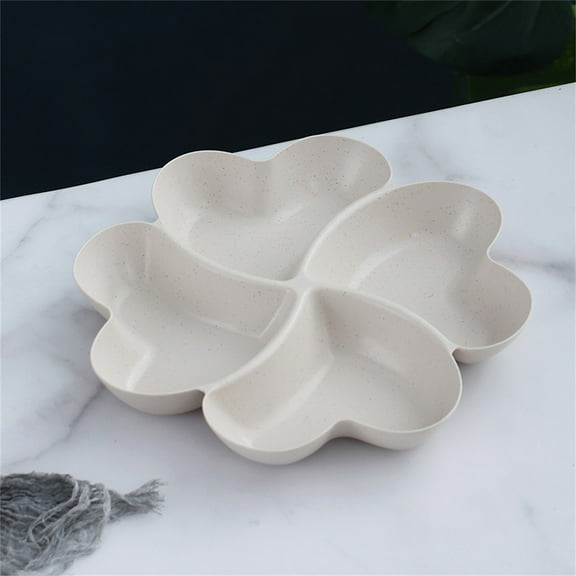openpig Plastic Serving Tray/Platters, Divided Serving Tray, Appetizer Sectioned Platter, Dessert Serving Dish, Reusable Plastic Snack Plates, Round Relish Tray (White)