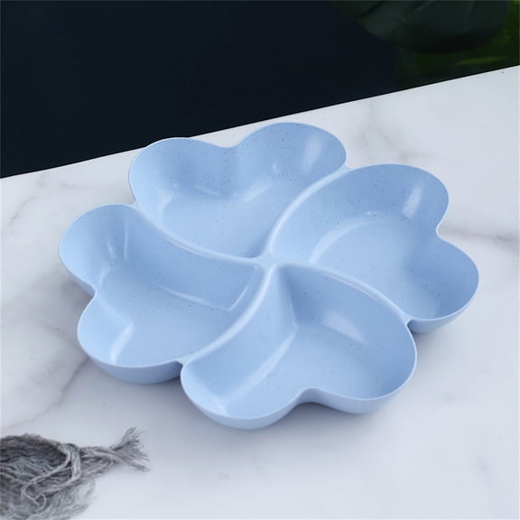 openpig Plastic Serving Tray/Platters, Divided Serving Tray, Appetizer Sectioned Platter, Dessert Serving Dish, Reusable Plastic Snack Plates, Round Relish Tray (Navy)