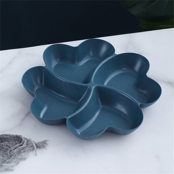 openpig Plastic Serving Tray/Platters, Divided Serving Tray, Appetizer Sectioned Platter, Dessert Serving Dish, Reusable Plastic Snack Plates, Round Relish Tray (Dark Blue)